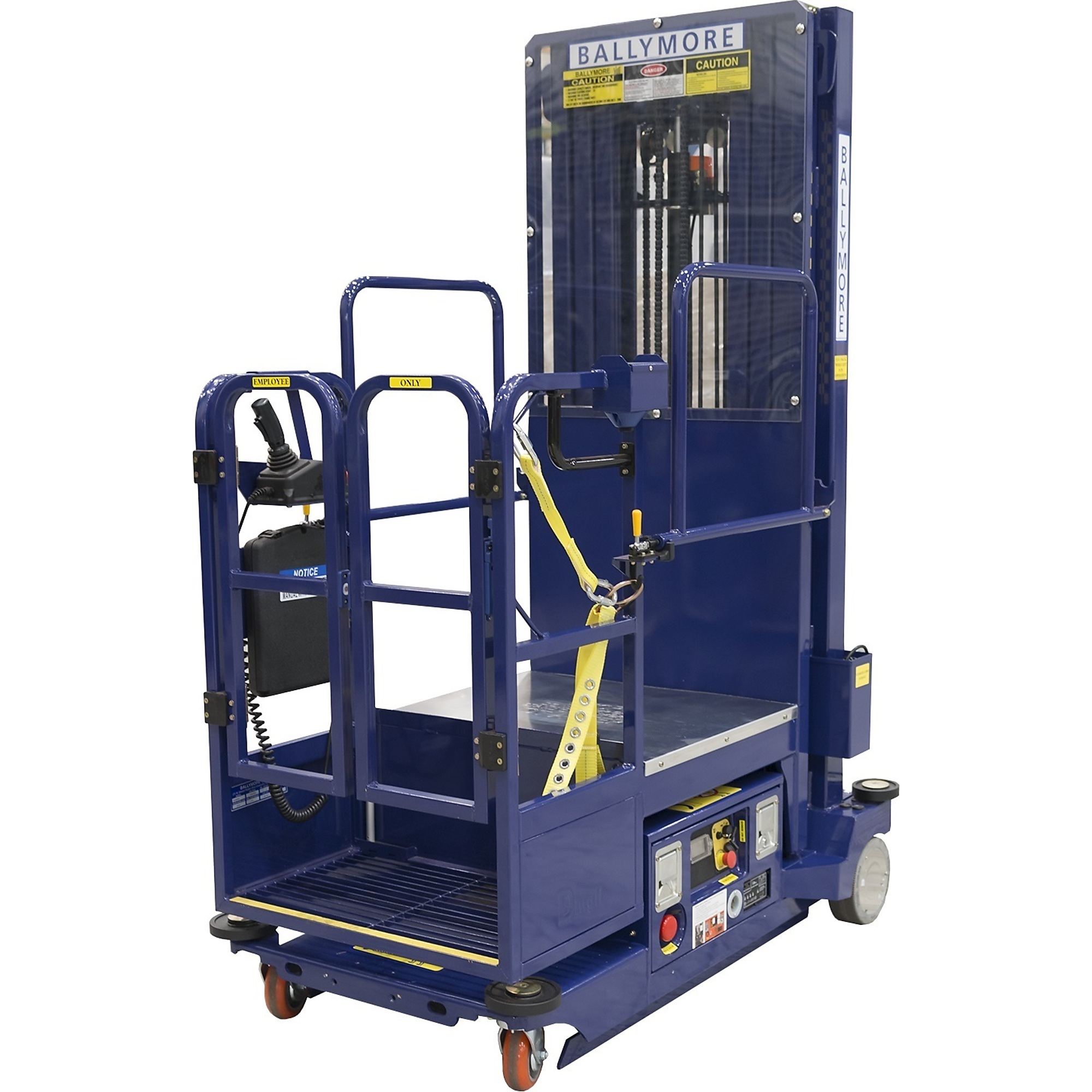 Ballymore, Drivable Power Stocker Lift, Capacity 650 lb, Working Height 21 ft, Platform Height 180 in, Model# PS-15DS